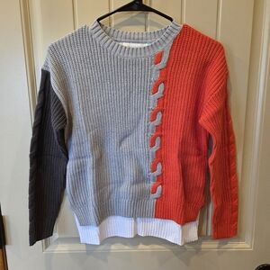 Girls Nordstrom Treasure And Bond Sweater  High Low Hem Crew Neck M Color Block